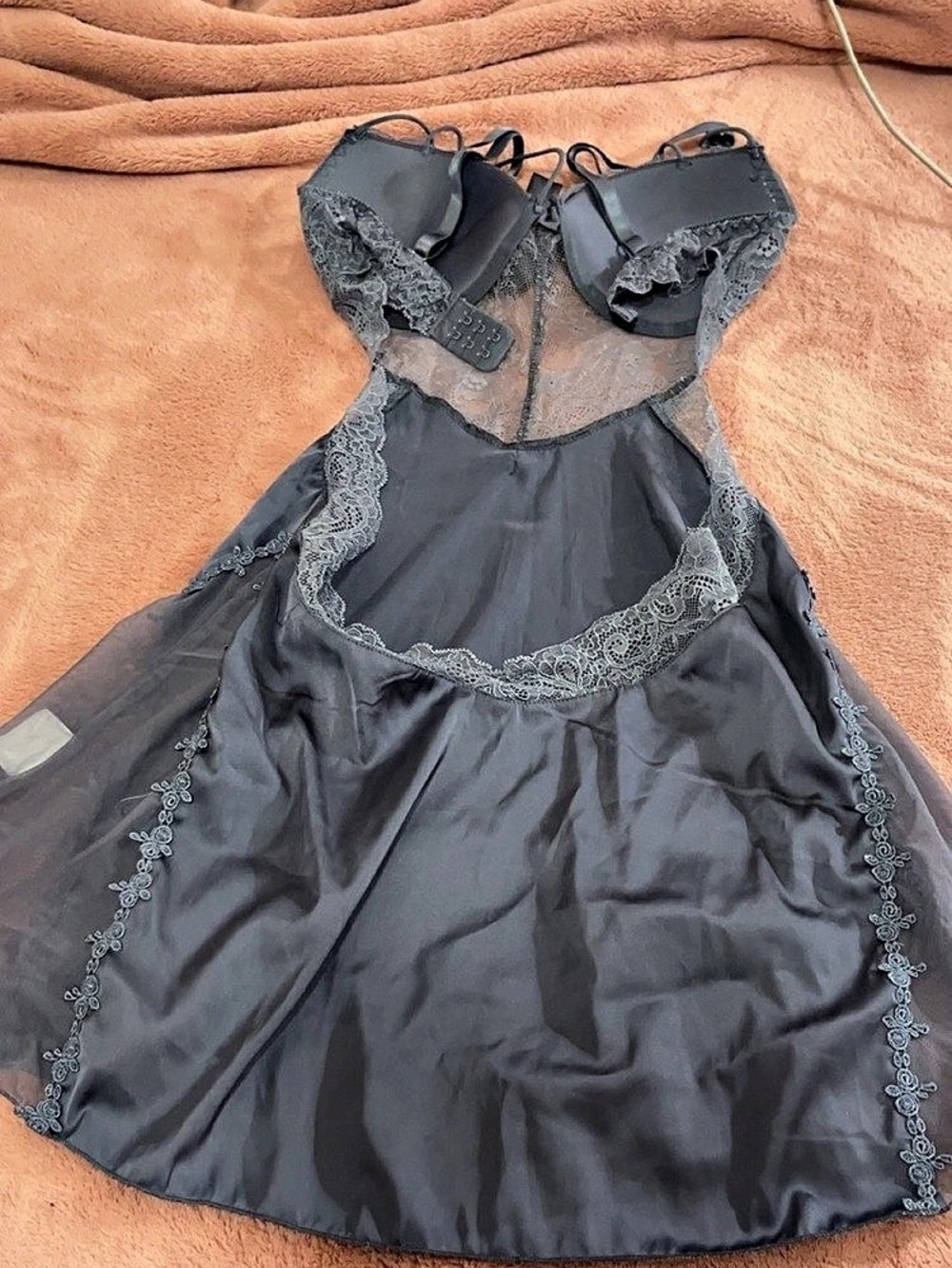 Blue/Grey Lace and silk Lingerie
